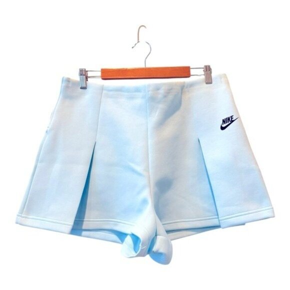 NIKE Tech Fleece High Waist 3” Pleated Shorts Size XL Ice Blue NEW - Picture 3 of 10